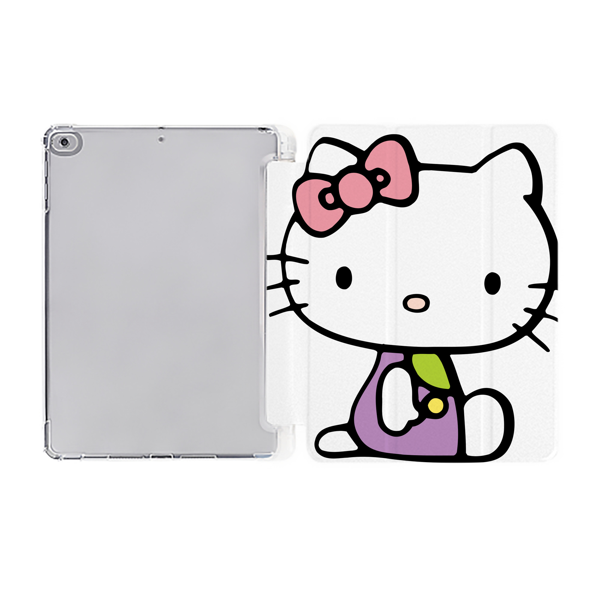 （画像用） Hello Kitty ハローキティ IPad ケース ペン収納付き 三つ折りスタンド PUレザー×シリコン 対応機種9.5/10.5/10.9インチ
